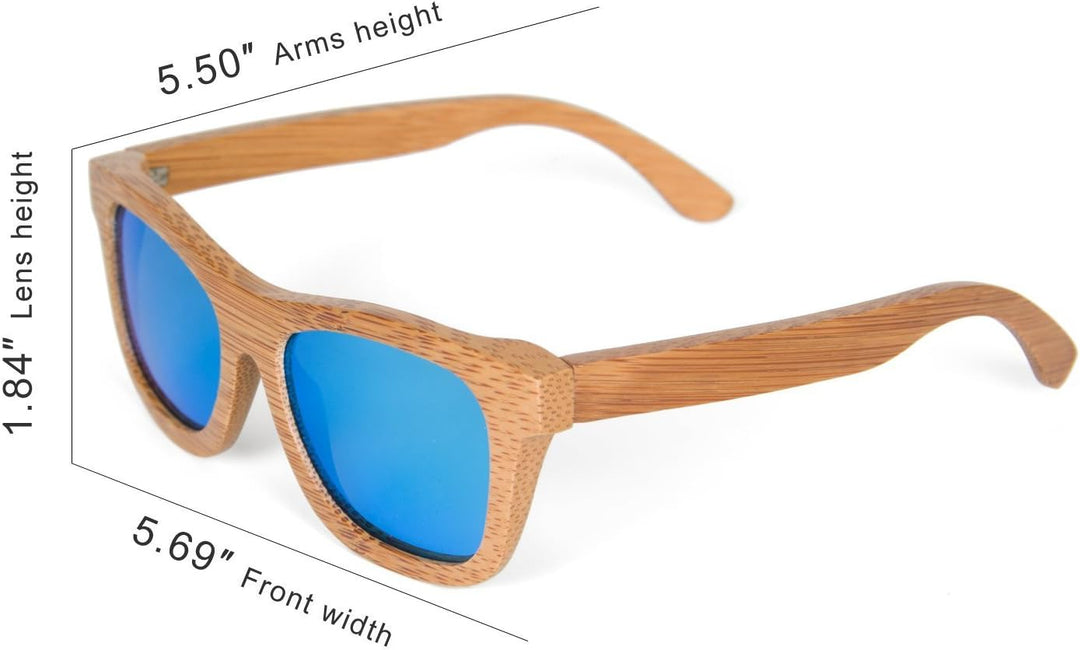 Ynport Bambus-Sonnenbrille für Herren/Damen, klassisches Design, mit Holz beschichtet, Vintage-Stil,