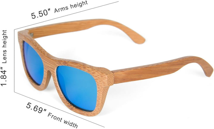 Ynport Bambus-Sonnenbrille für Herren/Damen, klassisches Design, mit Holz beschichtet, Vintage-Stil,