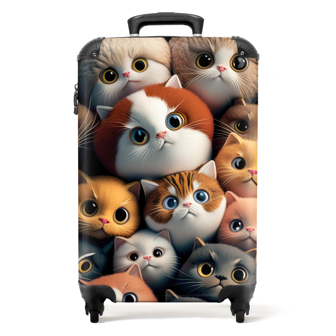 NoBoringSuitcases.com® Koffer Handgepäck, Trolley, Rollkoffer, Kleiner Koffer mit 4 Rollen - Katze -