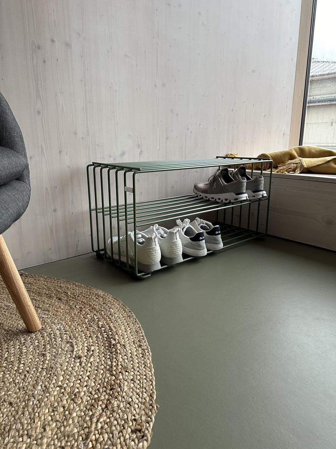 Elegantes Schuhregal Metall (Resedagrün) „RODL 2“ – Moderne Schuhaufbewahrung Schuhablage im elegant