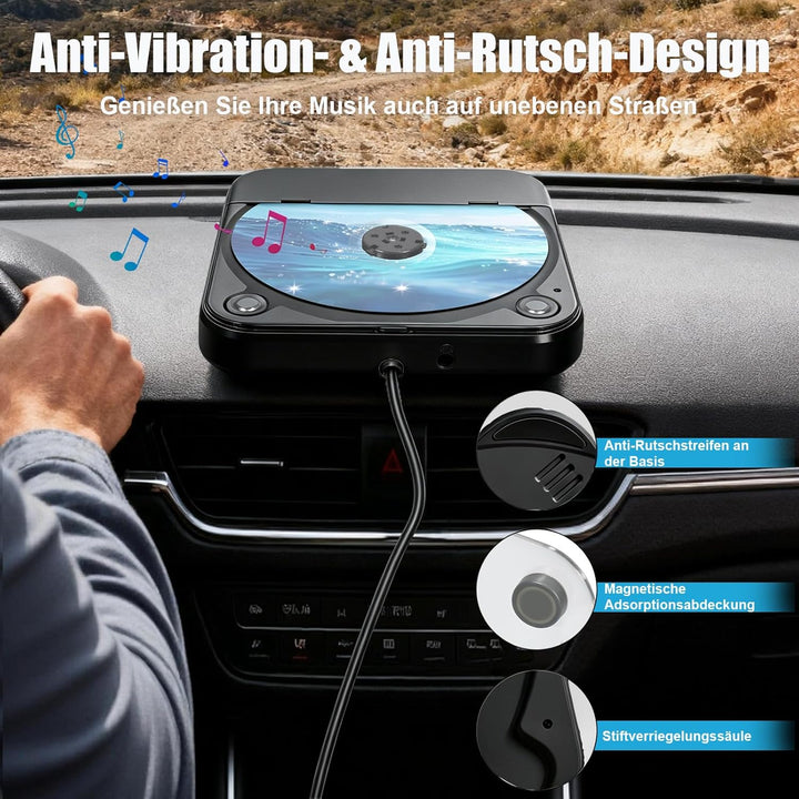 CD Player für Auto,Extern Universal Auto CD Player mit USB-Anschluss, AUX-Anschluss, Extra Controlle