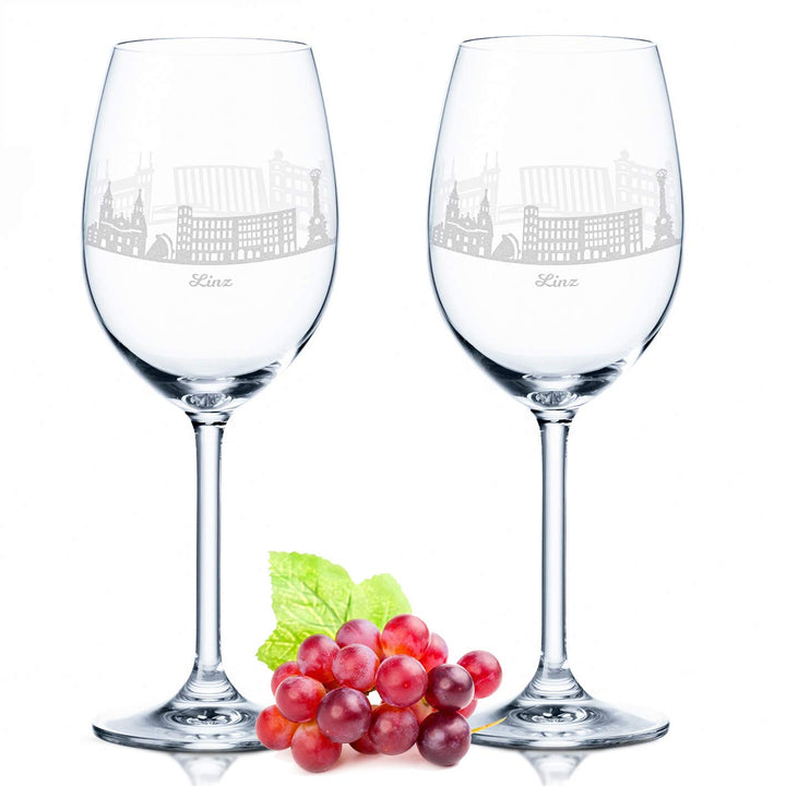 Leonardo Weinglas mit Gravur - Linz Geschenk im 2er Set - Weingeschenk - Souvenir Andenken & Mitbrin