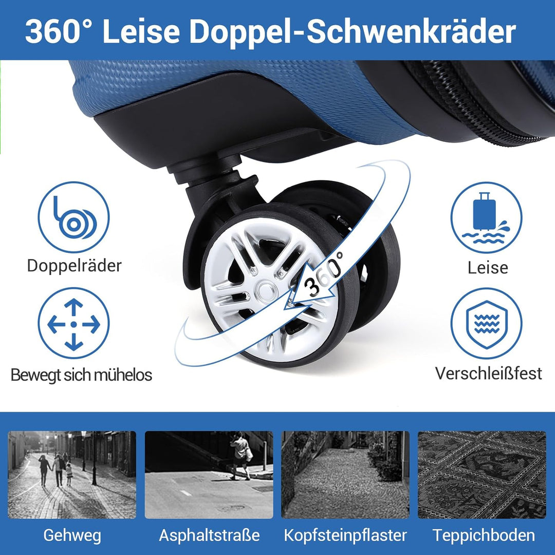 KONO Koffer Trolley Reisekoffer L (65cm) Dunkelblau, L (65cm) Dunkelblau