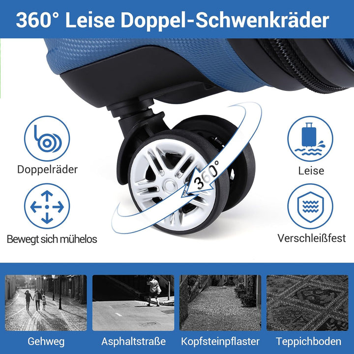 KONO Koffer Trolley Reisekoffer L (65cm) Dunkelblau, L (65cm) Dunkelblau
