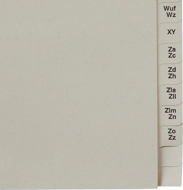 Leitz Register, Trennblätter mit Taben und alphabetischem Aufdruck A-Z für 36 Ordner, Halbe Höhe und