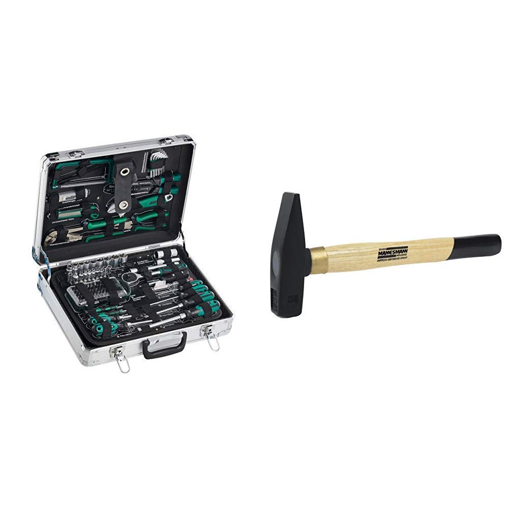 Brüder Mannesmann 124-tlg. Werkzeugsatz im Alukoffer, M29072 & M76503 Schlosserhammer 300 g