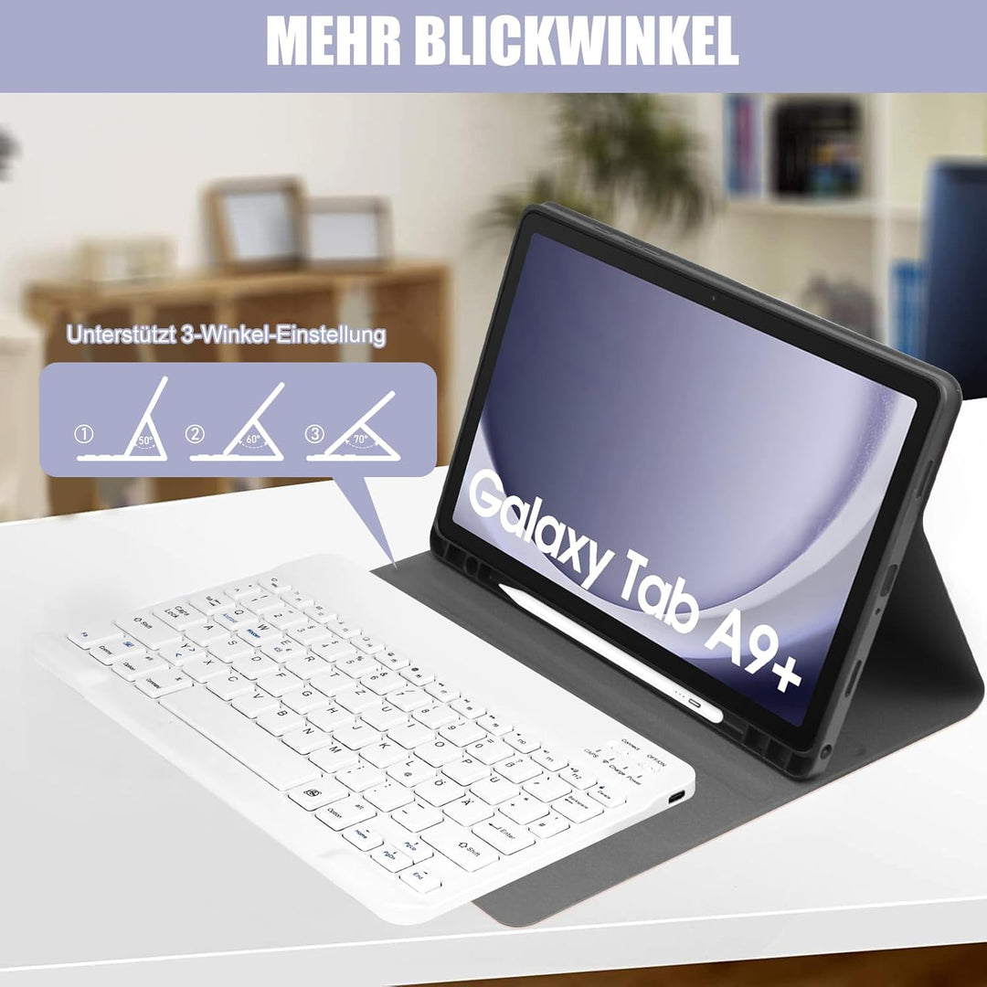 Zabatoco Tastatur Hülle für Samsung Galaxy Tab А9 Plus 2023 11 Zoll [QWERTZ Deutsches], Abnehmbar Ta