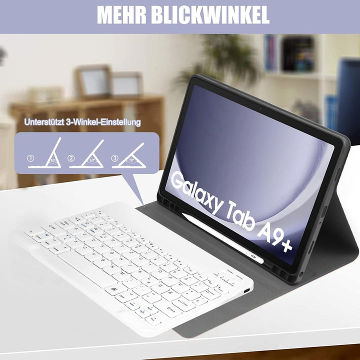 Zabatoco Tastatur Hülle für Samsung Galaxy Tab А9 Plus 2023 11 Zoll [QWERTZ Deutsches], Abnehmbar Ta