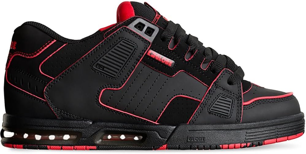 Globe Sabre GBSABR Unisex-Erwachsene Sneaker 39.5 EU Schwarz Rot Mosaik, 39.5 EU Schwarz Rot Mosaik