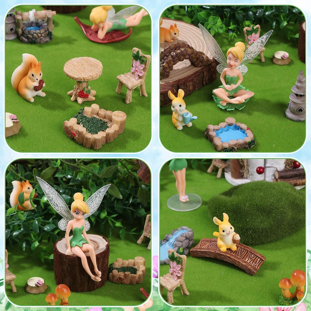 22 Stück Feengarten Zubehör Set Mini Fee Figuren Garten Tisch Set Harz Mini Pilze Hase Eichhörnchen