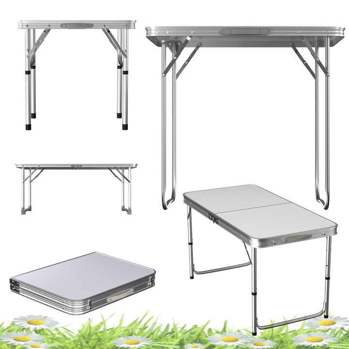 90x60x67 cm Gartenklapptisch Weisser Rechteckiger Esstisch für den Aussenbereich, Leichter Klappbare