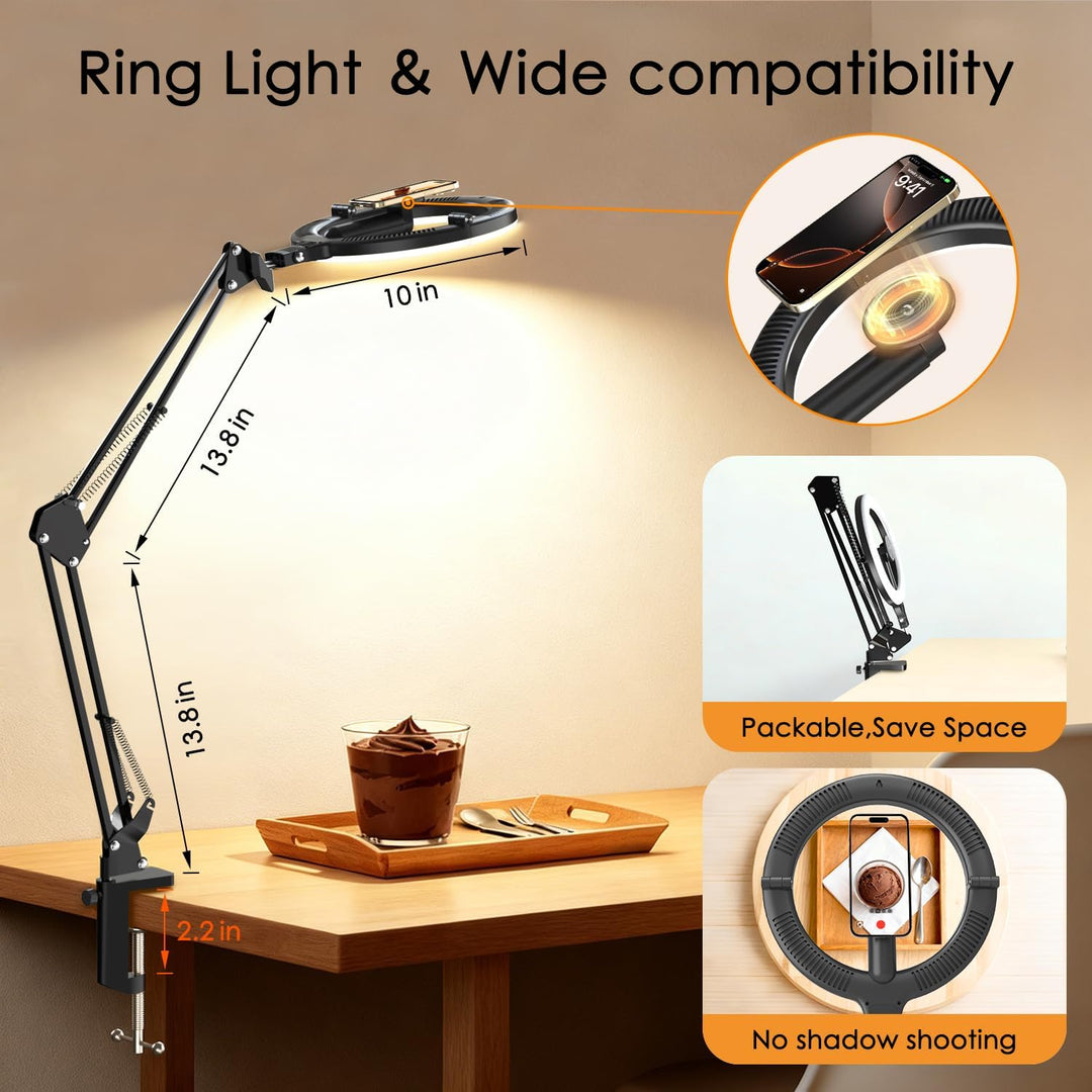 Magnetischen Overhead Stativ Handy mit Ringlicht, 10” LED Stativ für Smartphone mit Ring Light, 5000