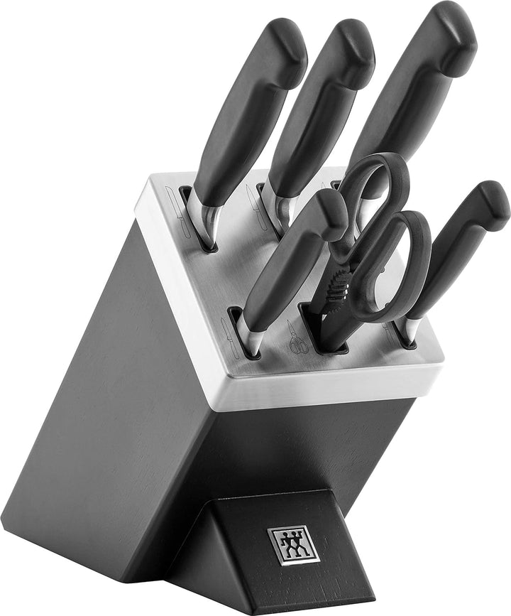 ZWILLING Selbstschärfender Messerblock, 7 teilig, schwarz, Vier Sterne Schwarz, Vier Sterne, Single,