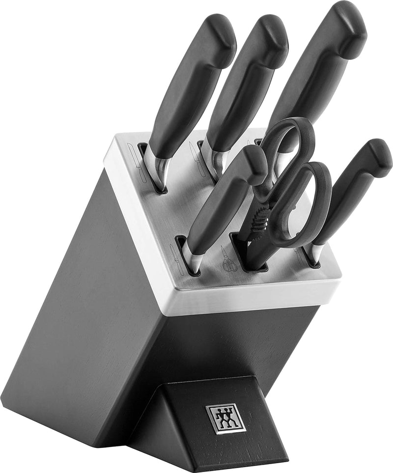 ZWILLING Selbstschärfender Messerblock, 7 teilig, schwarz, Vier Sterne Schwarz, Vier Sterne, Single,