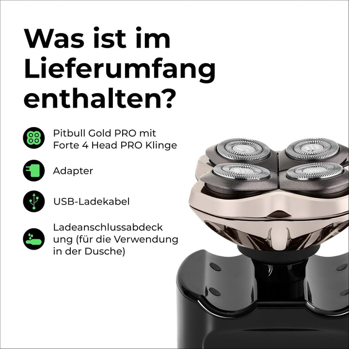 Skull Shaver Pitbull Gold Pro - Kopf- und Gesichtsrasierer - Kabellos, Nass- & Trockenrasur, Wasserf