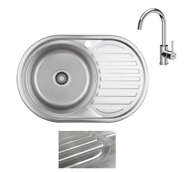VBChome Einbauspüle mit Armatur 77x50 Satinstruktur ab 45er Unterschrank Edelstahl Küchenspüle Spüle