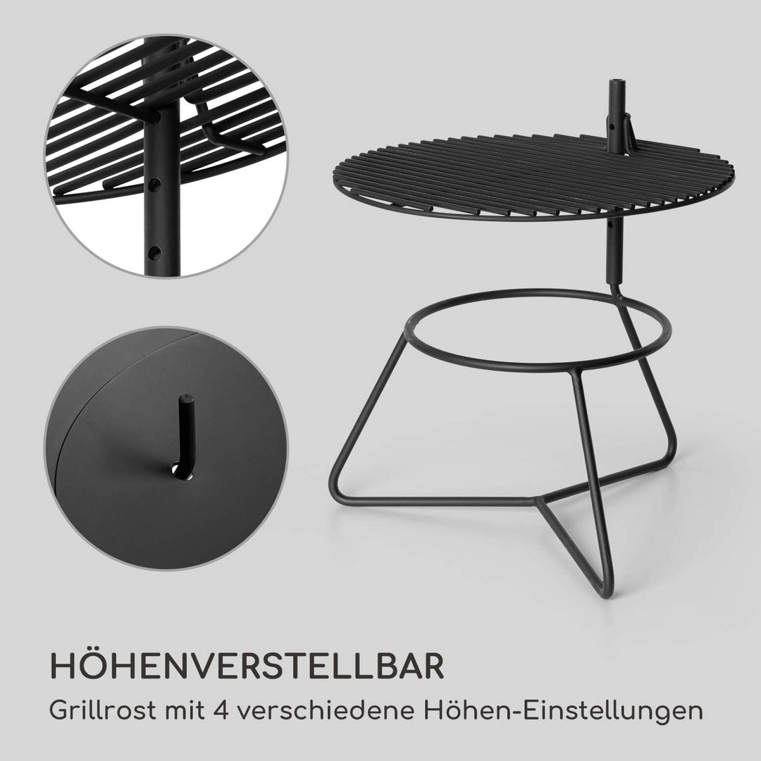 Blumfeldt Orbit - 3-in-1 Stahl-Feuerschale: Feuerstelle, Grill und Gartentisch in einem, Ø 60 cm, 4-