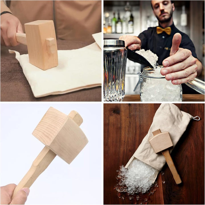 3pcs/Set Ice Bag und Mallet, Ice Mallet und Beutel mit Ice Scoop Food Grade Manual Ice Crusher wiede