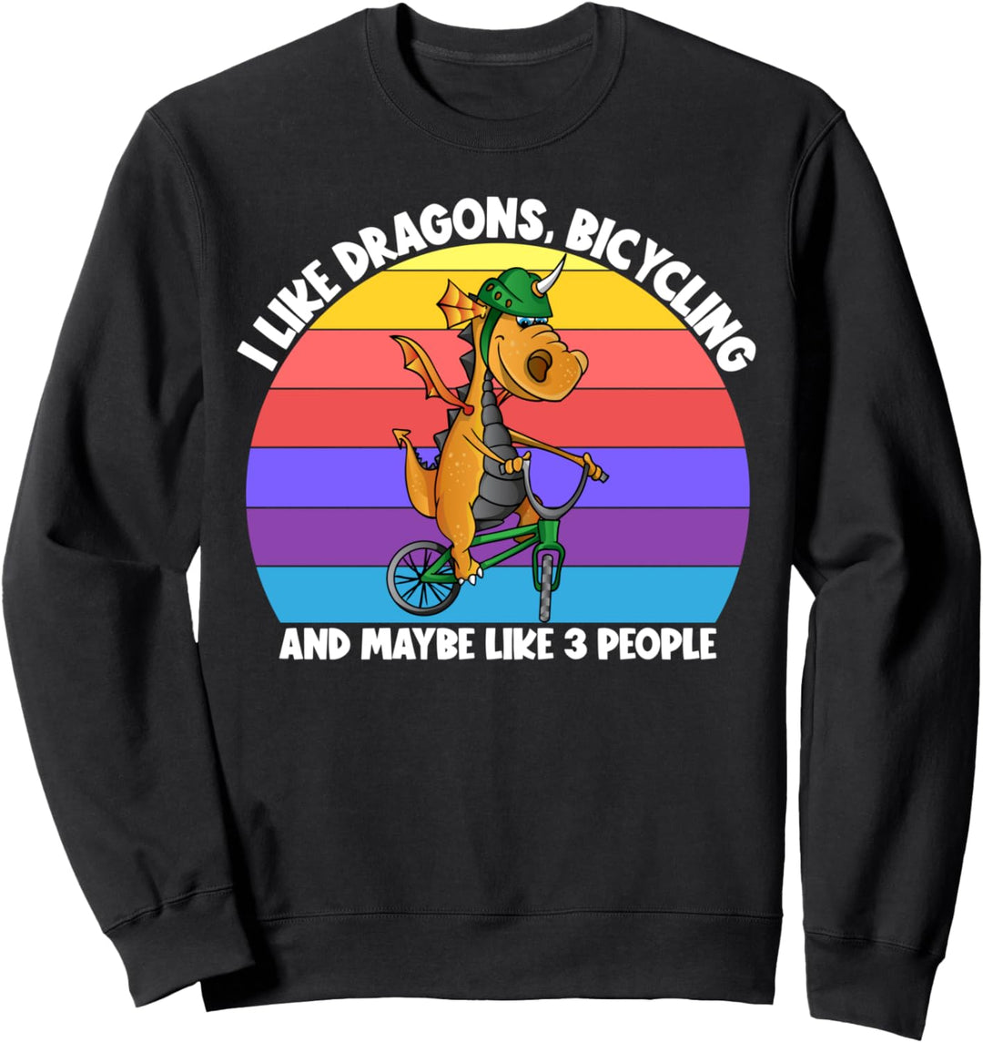 I Like Dragons Bicycling & Maybe 3 People Kids Girls Dragon Sweatshirt