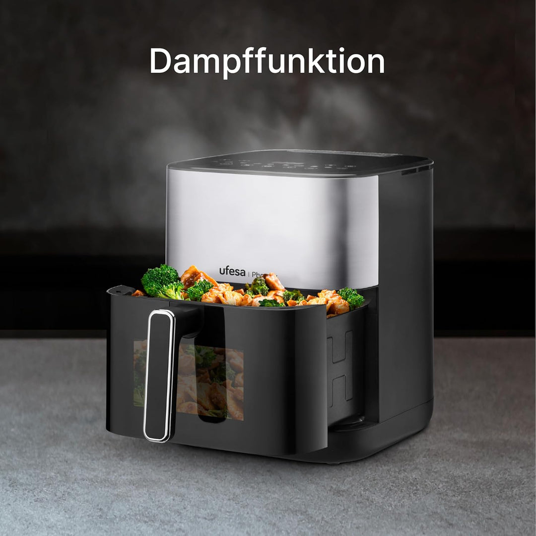 Ufesa Phoenix, Air Fryer mit Dampf, Doppelter Widerstand, 6 L, 1800 W, 10 Vorprogrammierte Programme