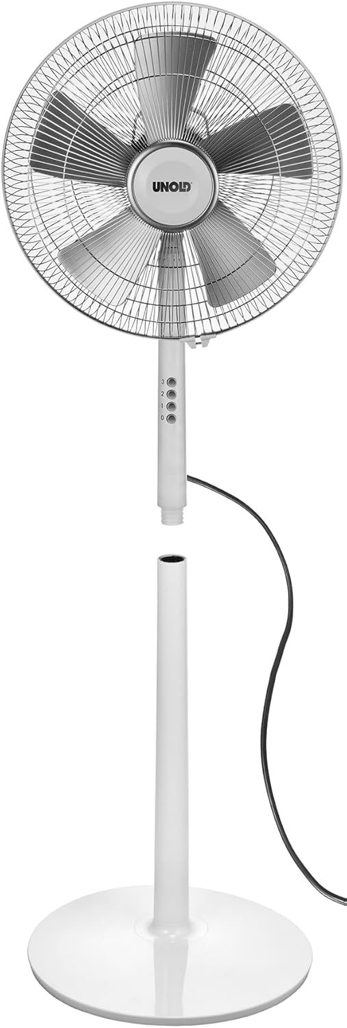 Unold 86820 Silverline Standventilator White - Weiss, 50 W, 3-stufige Geschwindkeitsregelung, Oszill