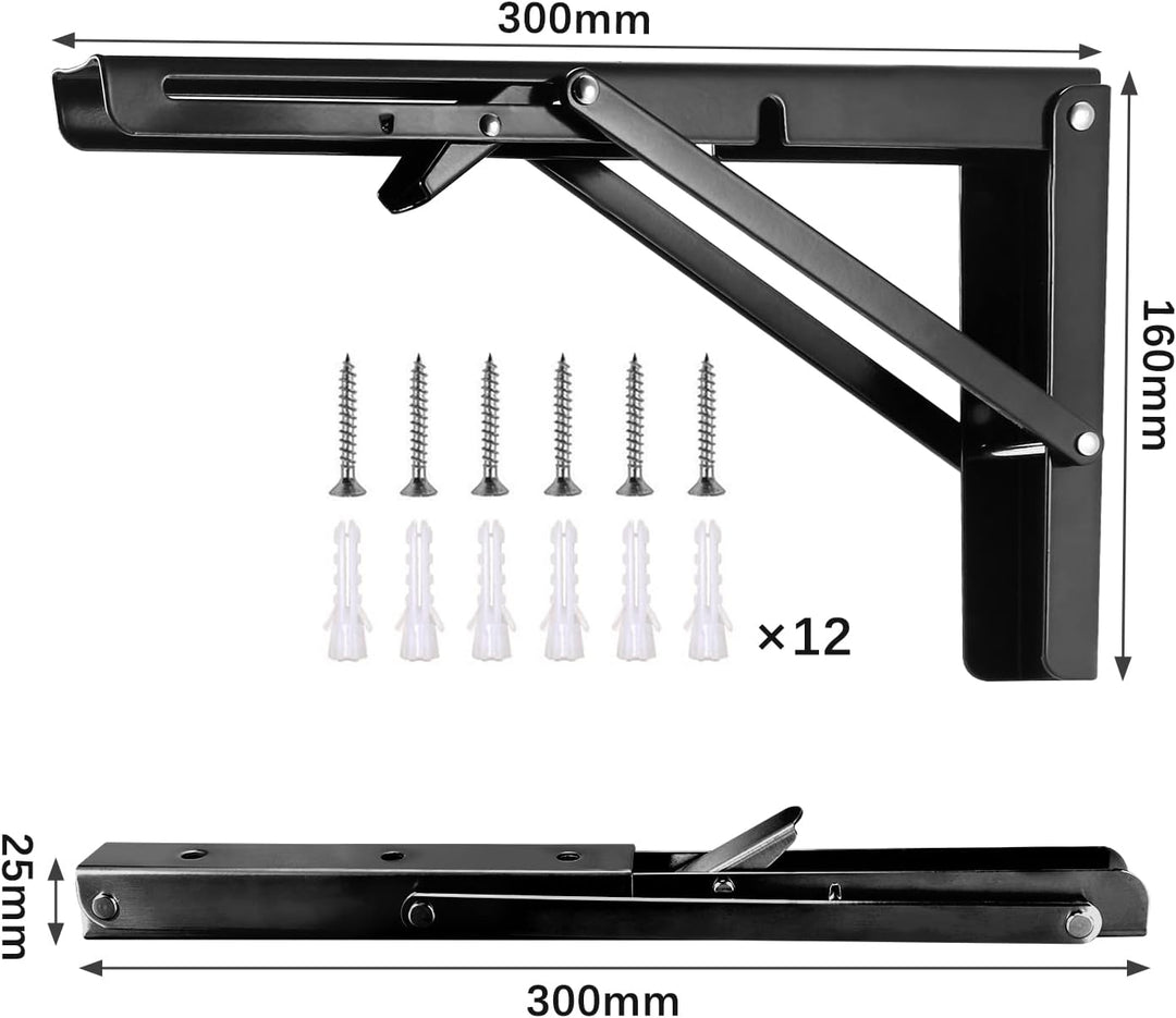Klappkonsole 300MM, 2 Stück Klappkonsole Schwerlast, Edelstahl Klapptisch Wand, Klappregalhalterunge