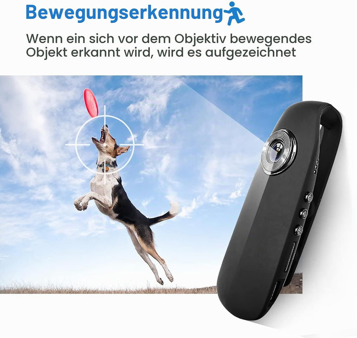 CAMMHD 1080P 32GB Körperkamera Full HD Portable Bodycam One-Key-Aufnahme Bewegungserkennung, 3-7 Stu