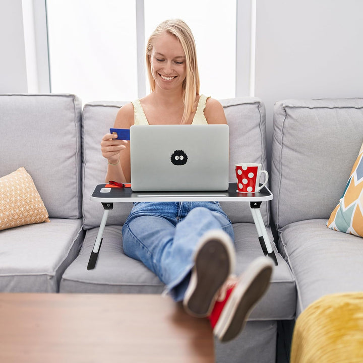 Relaxdays Laptoptisch für Bett & Couch, H x B x T: 26 x 63 x 40 cm, klappbarer Betttisch, Notebookti