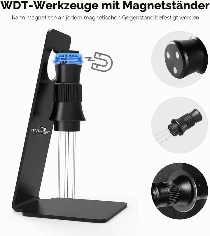 IKAPE Spaceship Espresso WDT Tool Verstellbarer Espresso-Rührer für Baristas Nadel Verteiler Tool mi
