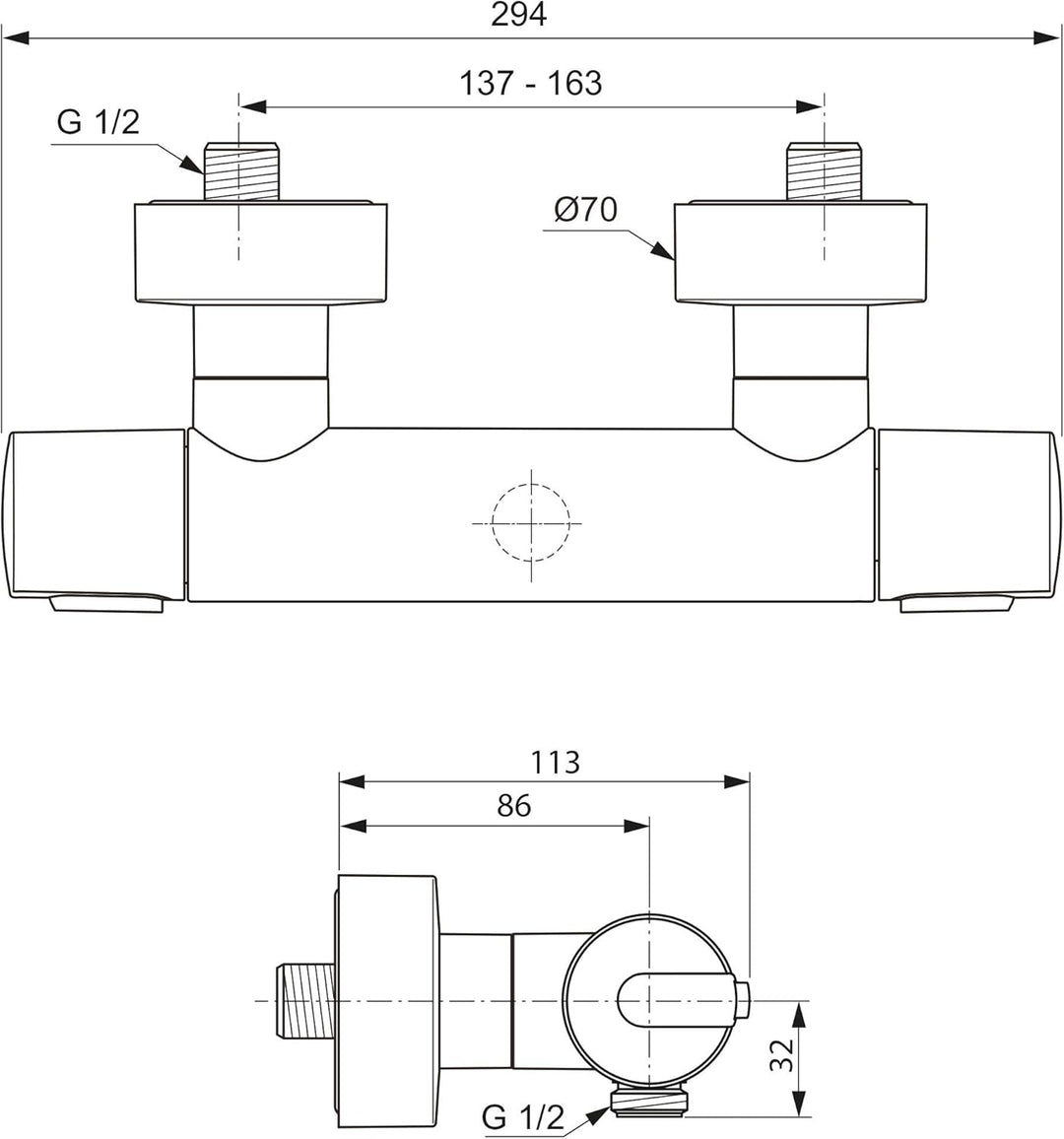 Ideal Standard A4618AA Brausethermostat Ceratherm 100 Aufputz, verchromt, Dusche