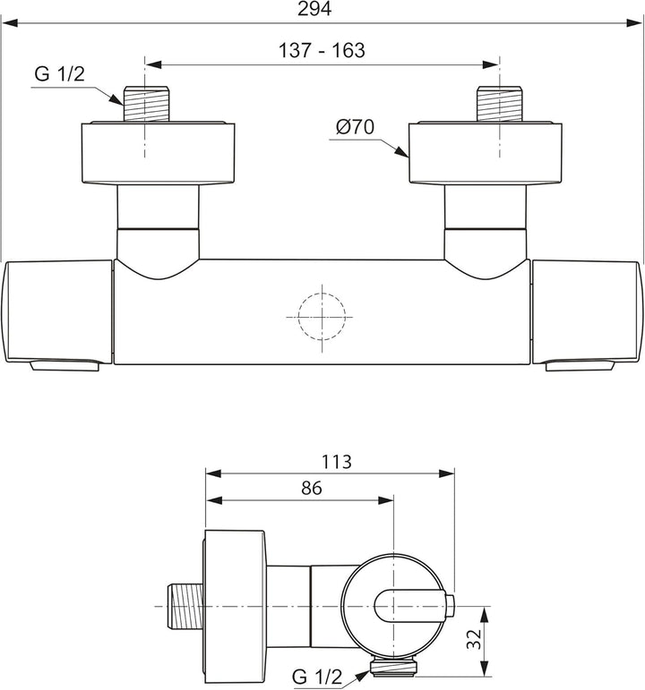 Ideal Standard A4618AA Brausethermostat Ceratherm 100 Aufputz, verchromt, Dusche