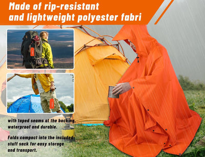 TOMSHOO Regenjacken Regenponcho Regenmantel Wasserdicht Unisex Camping Zelt Campingdecke Tarp Zeltpl