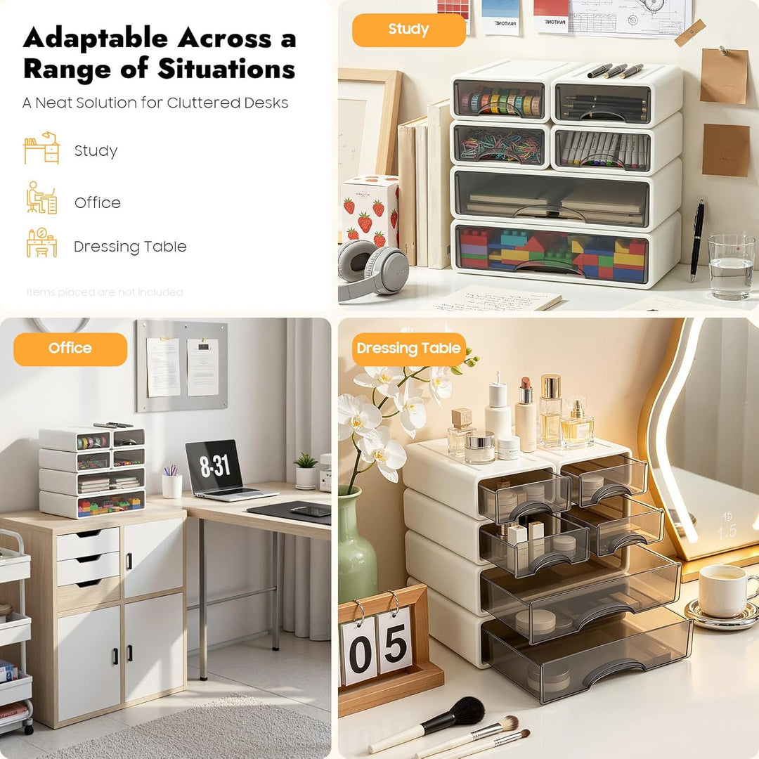 6 Stück Schreibtisch Organizer Schubladen, Stapelbare Aufbewahrungsbox mit Schubladen, Büro Schublad