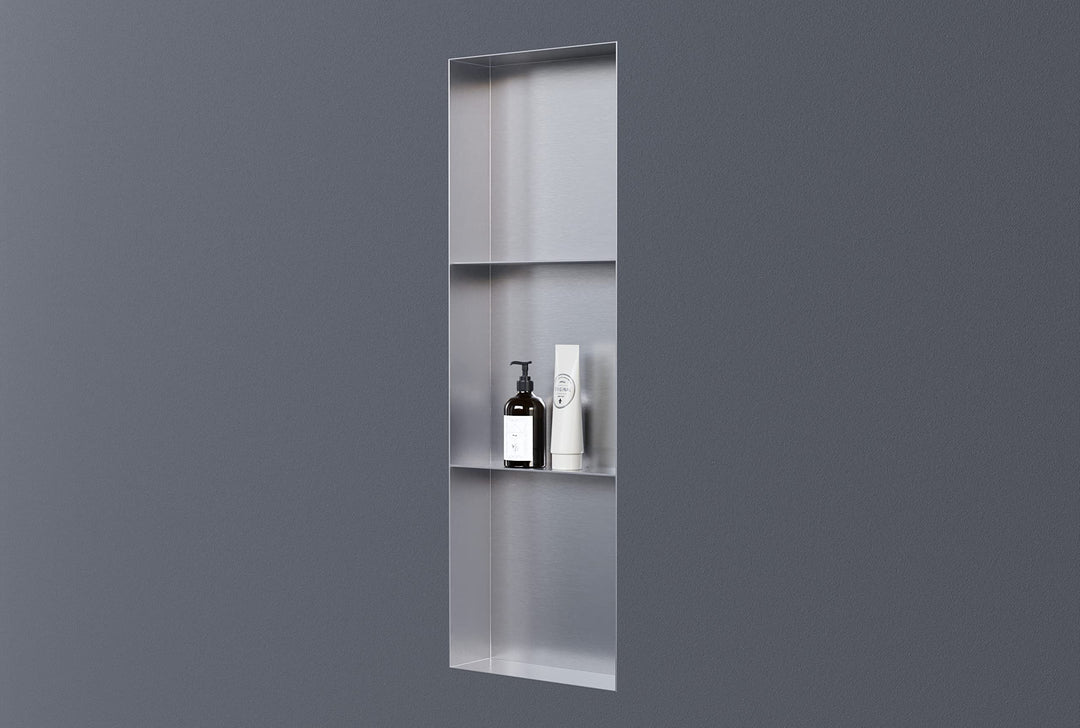 BERNSTEIN® Wandnische aus Edelstahl NT309010X 30 x 90 x 10 cm randlos mit Ablagefach Duschablage für