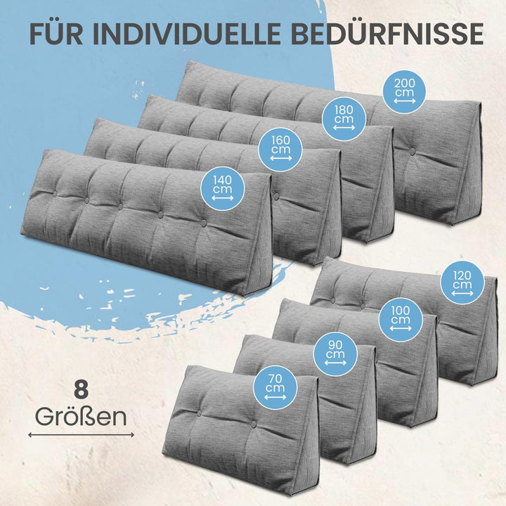 Rückenkissen, Bett-Rückenstütze Keilform, Rückenstützkissen, für Bett & Sofa, 100 cm breit, ideal fü
