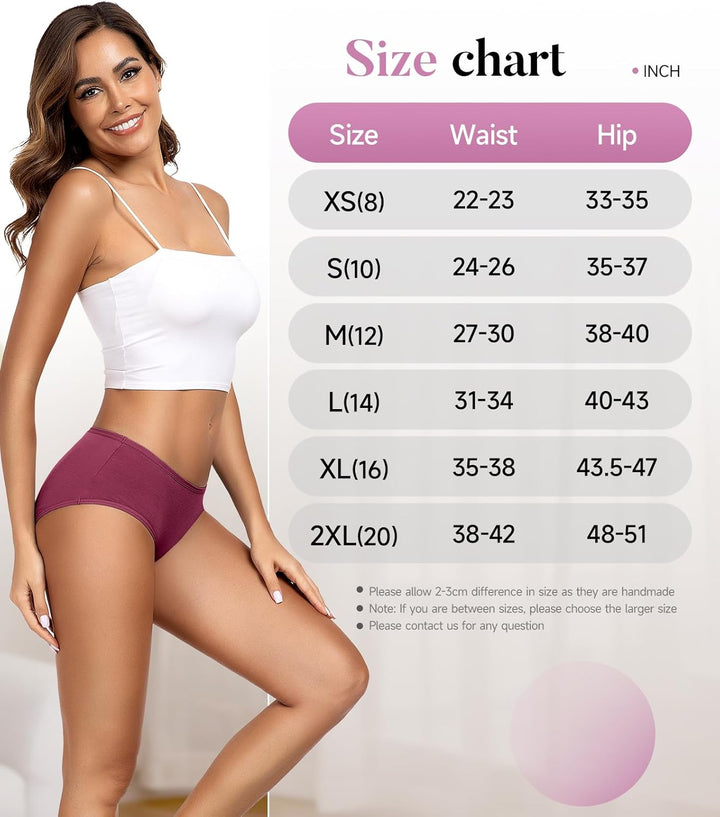 TANSTC Slip Damen Baumwolle, Hipster Slips Unterhosen Niedrige Taille Stretch Atmungsaktive Sportunt