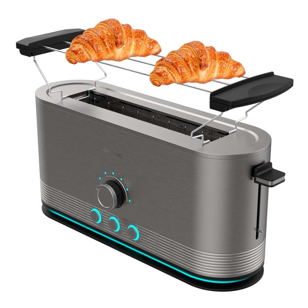 Cecotec Vertikaler Toaster aus Edelstahl mit langem Schlitz Shine&Toast Extra. 1050W, Kapazität für