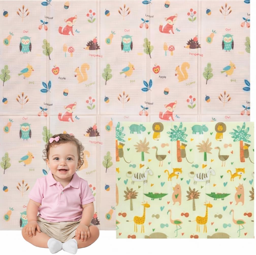 Edibaby, Krabbelmatte Baby, 180 x 150 cm, 1 cm Dicke, XPE Gepolstert, Teppich Spielmatte, Krabbeldec