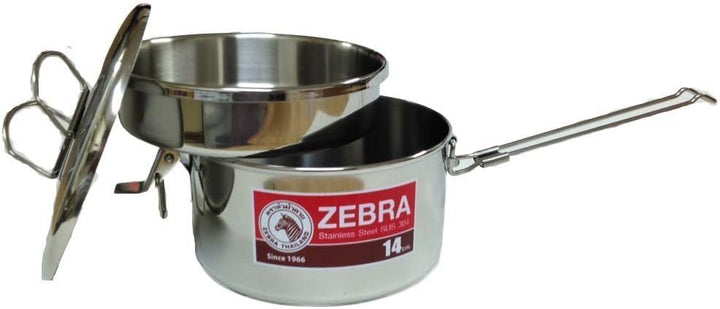 ZEBRA Lunchbox / Bushcraftpfanne "Billy Pan", aus Edelstahl, mit Einsatz, ca. 1,2L - 14cm x 8cm