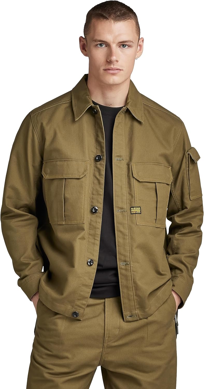 G-STAR RAW Herren 2 Pocket Relaxed Hemd Shirts L Grün (Dark Olive D22967-d190-c744), L Grün (Dark Ol