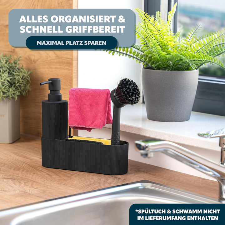 eluno Spülbecken Organizer mit Soft-Touch Oberfläche für Küche & Bad, Spülutensilienhalter inkl. Sei