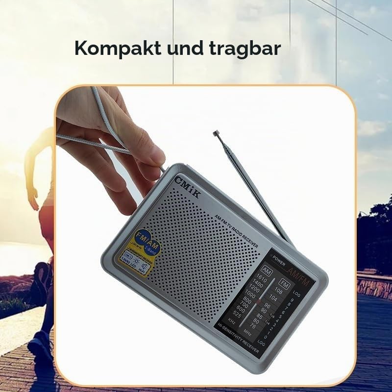 Tragbares Radio, 2-Band-Radio, FM-Transistorradio, tragbare Tasche, funktioniert mit 2 Batterien LR2