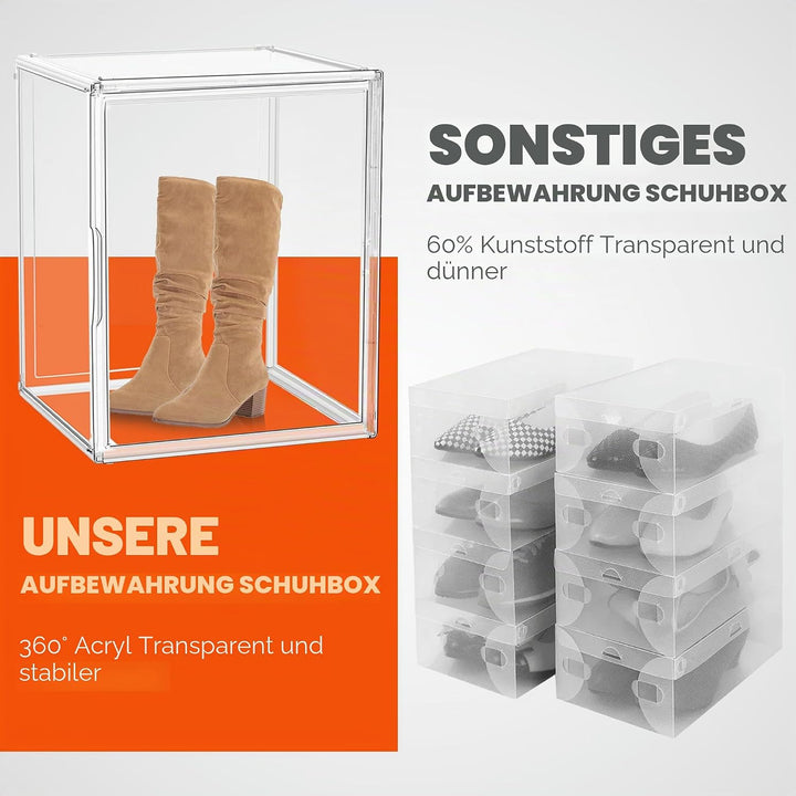 5 Stück Schuhaufbewahrungsbox, XXX-Grosse Extra grosse Acryl Display Case Transparente Sneaker Schuh
