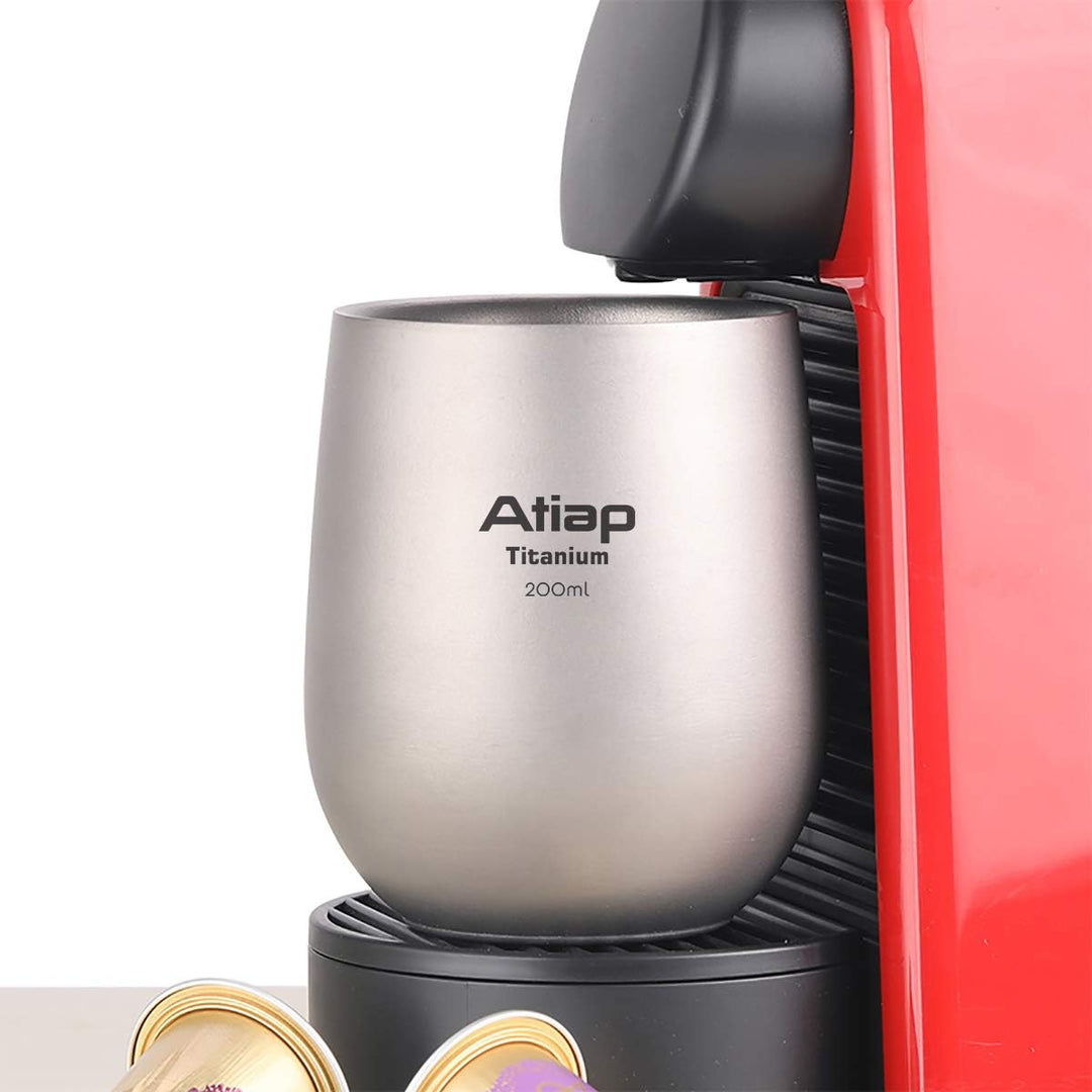 ATiAP Camping Mug Pot Cup, Titanium Water Tea Coffee Cup, Double Wall and Carry Bag Design, Suitable