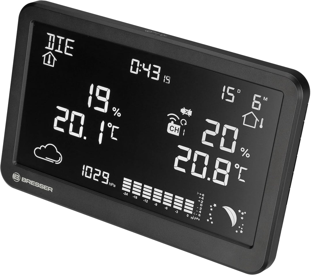 Bresser Funk-Wetterstation mit Aussensensor Temperatur Luftfeuchtigkeit Wettervorhersage Hygrometer