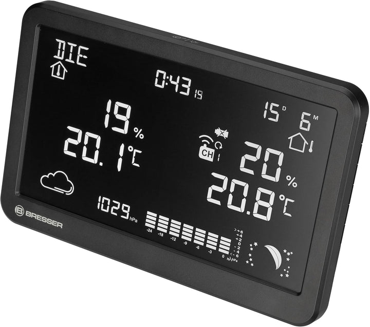 Bresser Funk-Wetterstation mit Aussensensor Temperatur Luftfeuchtigkeit Wettervorhersage Hygrometer