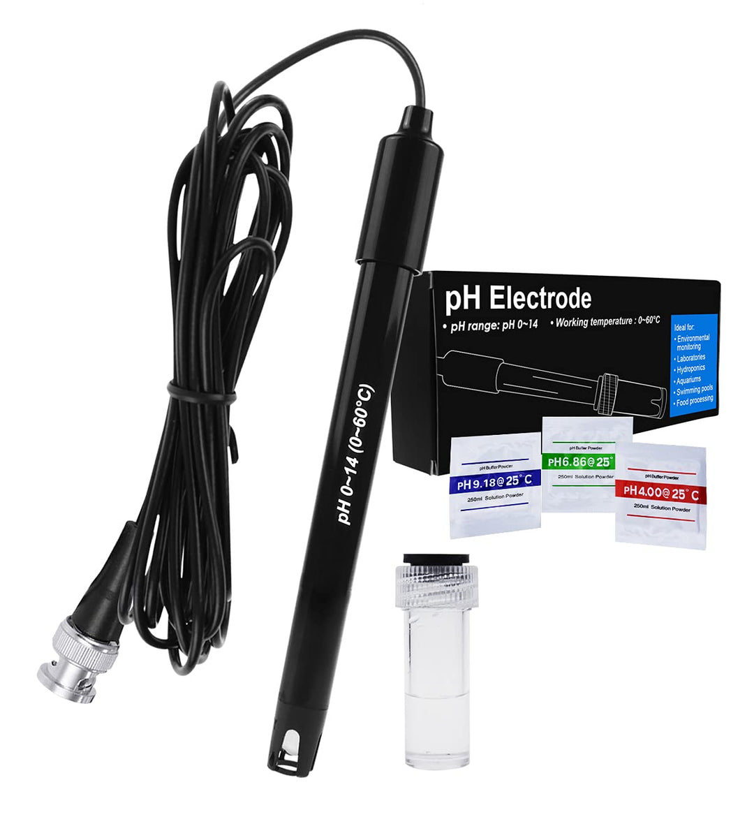 GAIN EXPRESS 0-14 pH Electrode Probe BNC Connection, 300 cm Cable for pH Meter Test Sensor, Replacem