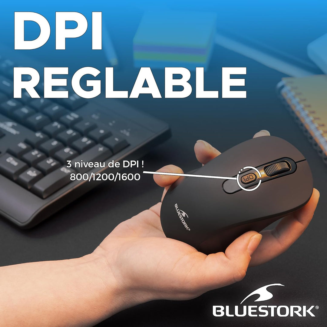 BlueStork - Kabellose Tastatur, wiederaufladbar, kabellose Tastatur mit 12 Tasten, Multimedia, ergon