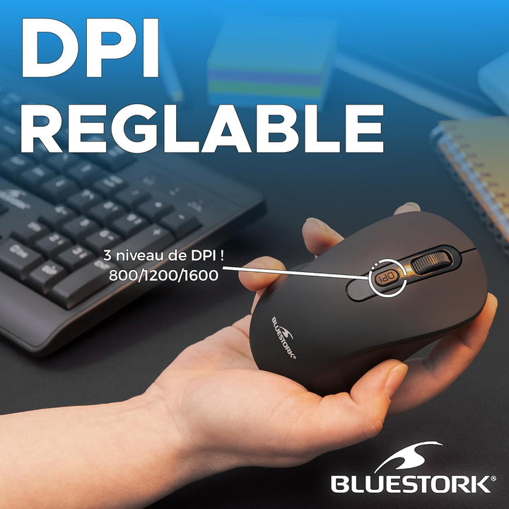 BlueStork - Kabellose Tastatur, wiederaufladbar, kabellose Tastatur mit 12 Tasten, Multimedia, ergon