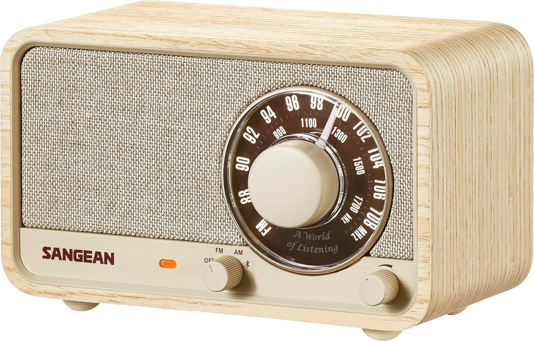 SANGEAN WR-8 – Tragbares Vintage Radio mit Bluetooth Lautsprecher, FM-Empfang, integriertem Akku, Ec